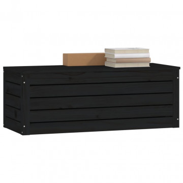 Cutie de depozitare, negru, 89x36,5x33 cm, lemn masiv de pin - Img 4