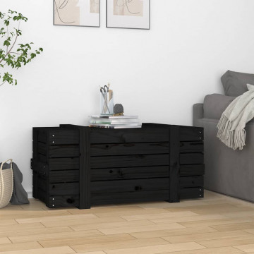 Cutie de depozitare, negru, 91x40,5x42 cm, lemn masiv de pin - Img 3