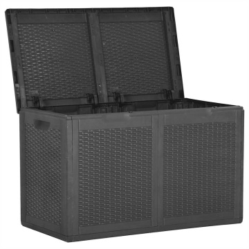 Cutie de depozitare pentru grădină, negru, 180L, PP ratan - Img 2