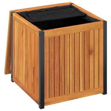 Cutie de perne de exterior 45x45x45/53cm lemn masiv acacia/oțel - Img 7