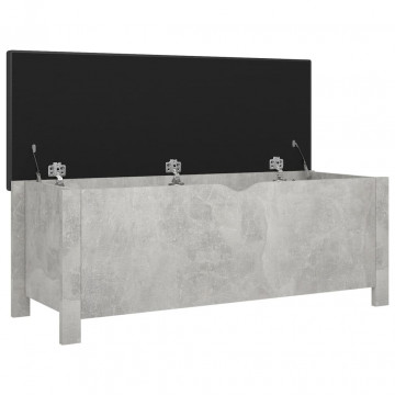 Cutie depozitare pernă gri beton, 105x40x45 cm, lemn prelucrat - Img 4