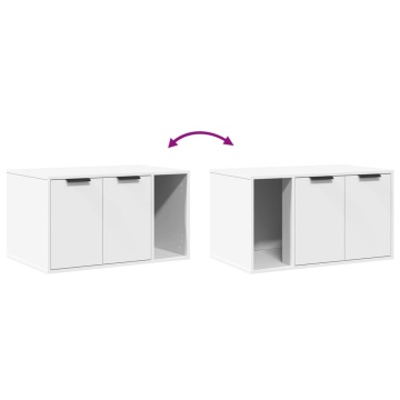 Cutie litieră pisici alb 80x50x45 cm lemn prelucrat - Img 7