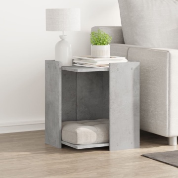 Cutie litieră pisici gri beton 42x42x51 cm lemn prelucrat - Img 3