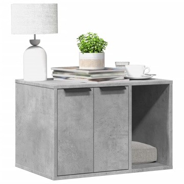 Cutie litieră pisici gri beton 60x40x40 cm lemn prelucrat - Img 1