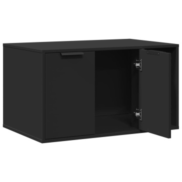 Cutie litieră pisici negru 80x50x45 cm lemn prelucrat - Img 4