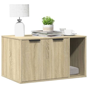 Cutie litieră pisici stejar sonoma 80x50x45 cm lemn prelucrat - Img 1