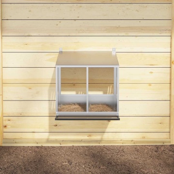 Cutie pentru pui cu 2 compartimente, metal argintiu galvanizat - Img 3