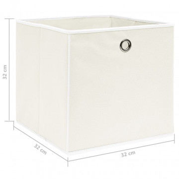 Cutii depozitare, 10 buc., alb, 32x32x32 cm, textil - Img 5