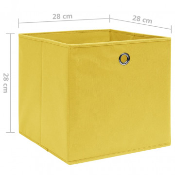 Cutii depozitare, 10 buc., galben, 28x28x28 cm, textil nețesut - Img 5