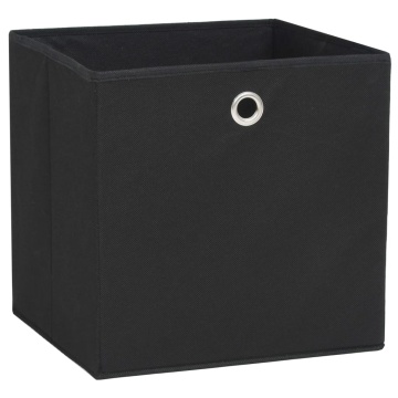 Cutii depozitare, 10 buc., negru, 28x28x28 cm, material nețesut - Img 2