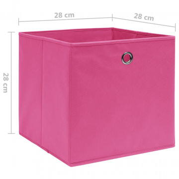 Cutii depozitare, 10 buc., roz, 28x28x28 cm, material nețesut - Img 5