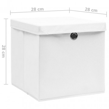 Cutii depozitare cu capace, 10 buc., alb, 28x28x28 cm - Img 5
