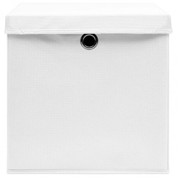 Cutii depozitare cu capace, 4 buc., alb, 28x28x28 cm - Img 4