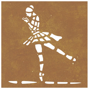 Decor perete de grădină 55x55 cm design balerină oțel Corten - Img 4