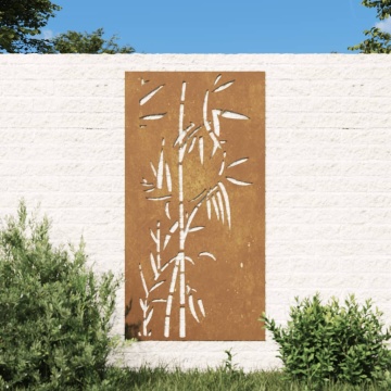 Decorație perete de grădină 105x55 cm design bambus oțel Corten - Img 1