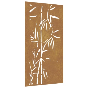 Decorație perete de grădină 105x55 cm design bambus oțel Corten - Img 2