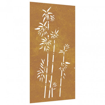 Decorație perete de grădină 105x55 cm design bambus oțel Corten - Img 2