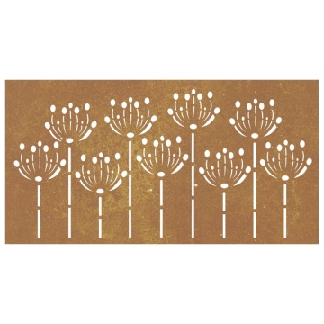 Decorație perete de grădină 105x55 cm design flori oțel Corten - Img 4