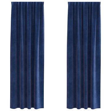 Draperii blackout cu bandă superioară 2 bucăți Bleumarin din catifea - Img 2