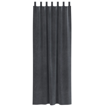 Draperii blackout cu bucle de agățare, 2 buc, catifea gri deschis - Img 3