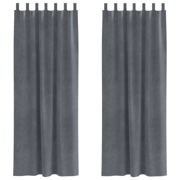 Draperii blackout cu bucle de agățare 2 buc Super Gri deschis Catifea - Img 2