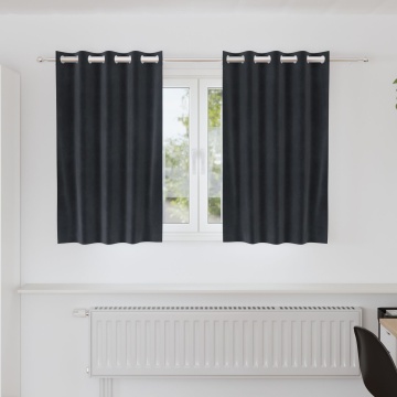Draperii blackout cu œillets 2 buc dark grey velvet - Img 1