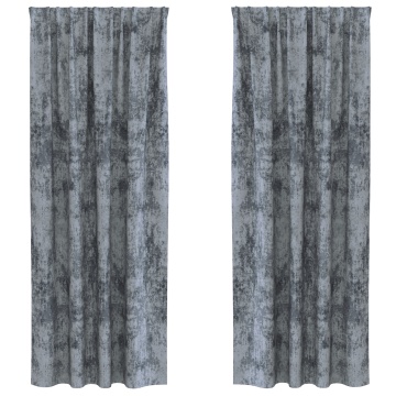 Draperii din catifea 2 buc cu buzunare pentru baghetă Argintiu 245x140 cm - Img 2