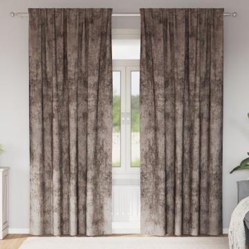 Draperii din Catifea 2 buc cu Ochiuri Cappuccino 225x140 cm - Img 1