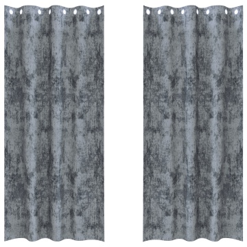 Draperii din catifea 2 bucăți cu ochiuri gri argintiu 245x140 cm - Img 2