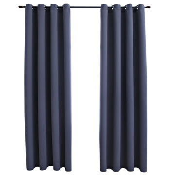 Draperii opace cu inele metalice, 2 buc, antracit, 140 x 225 cm - Img 2