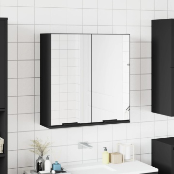 Dulap baie cu oglindă negru 64x20x67 cm lemn compozit - Img 1