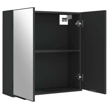 Dulap baie cu oglindă negru 64x20x67 cm lemn compozit - Img 7