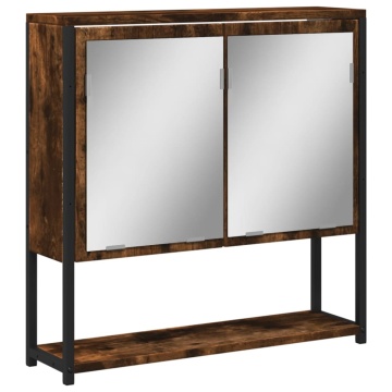 Dulap baie cu oglindă stejar fumuriu 60x16x60 cm lemn compozit - Img 2
