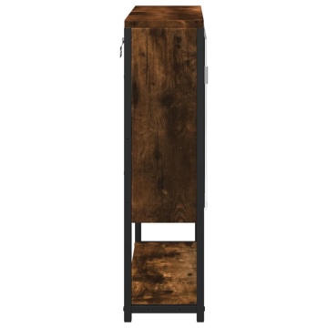 Dulap baie cu oglindă stejar fumuriu 60x16x60 cm lemn compozit - Img 6