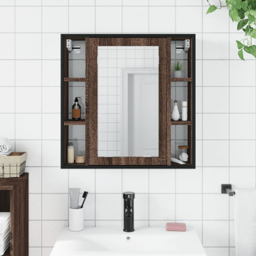 Dulap baie cu oglindă stejar maro 60x16x60 cm lemn compozit - Img 3