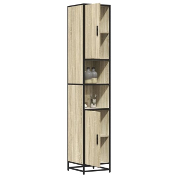 Dulap baie stejar sonoma 35x37,5x188,5 cm lemn prelucrat/metal - Img 4