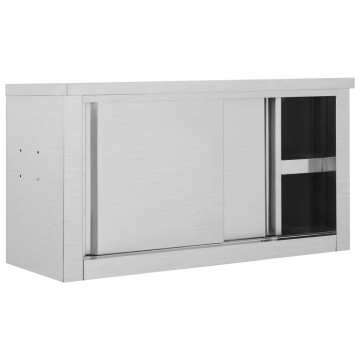Dulap bucătărie cu uși glisante, 90x40x50 cm, oțel inoxidabil - Img 3