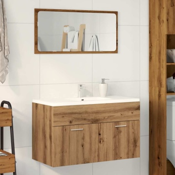 Dulap chiuvetă baie, stejar artizanal 80x38,5x46 cm lemn - Img 3