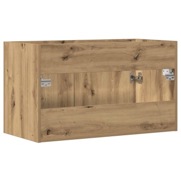 Dulap chiuvetă baie, stejar artizanal 80x38,5x46 cm lemn - Img 5