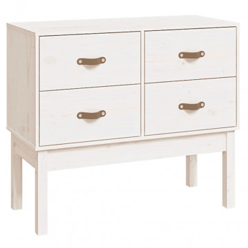 Dulap consolă, Alb, 90x40x78 cm, lemn masiv de pin - Img 2