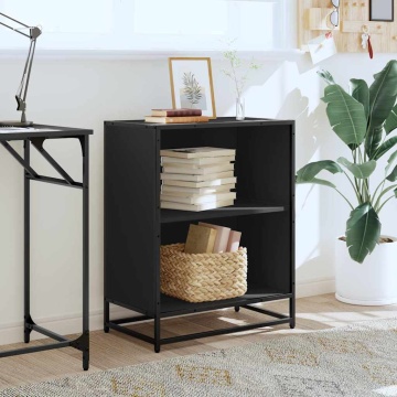Dulap cu cărți negru 60x35x76 cm lemn prelucrat - Img 3