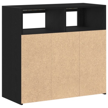 Dulap cu LED-uri Stejar Negru 80x35x75 cm din lemn prelucrat - Img 4