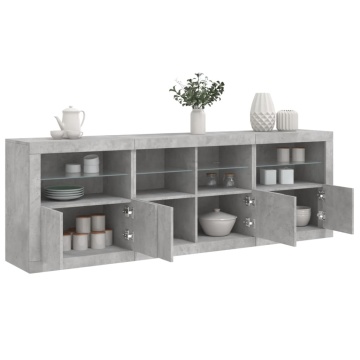 Dulap cu lumini LED, gri beton, 202x37x67 cm - Img 1