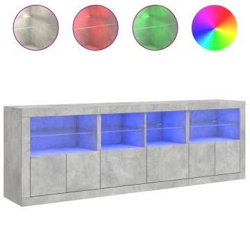 Dulap cu lumini LED, gri beton, 202x37x67 cm - Img 8