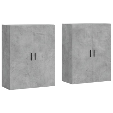 Dulap cu montaj pe perete, 2 buc, gri beton, 69,5x34x90 cm - Img 2
