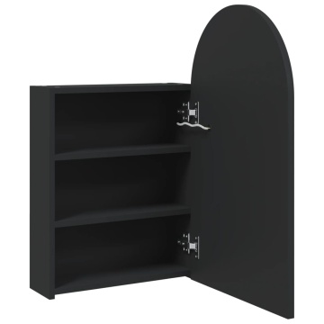 Dulap cu oglindă de baie cu LED, negru, 42x13x70 cm, arcuit - Img 8