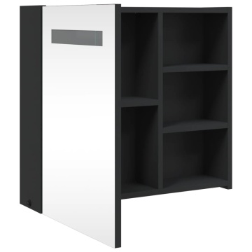 Dulap cu oglindă de baie cu LED, negru, 60x13x52 cm - Img 8