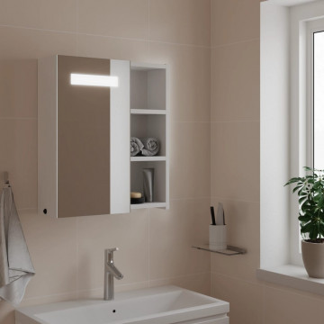 Dulap cu oglindă de baie cu lumină LED, alb, 45x13x52 cm - Img 1