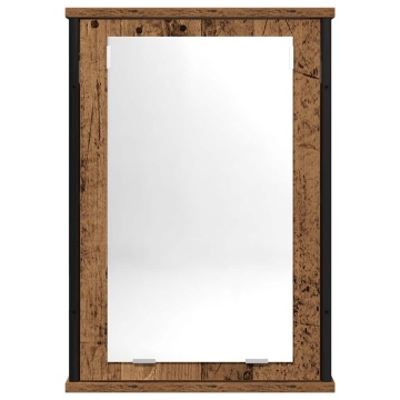 Dulap cu oglindă de baie lemn vechi 42x12x60 cm lemn prelucrat - Img 4