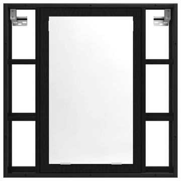Dulap cu oglindă de baie stejar negru 60x16x60cm lemn prelucrat - Img 4